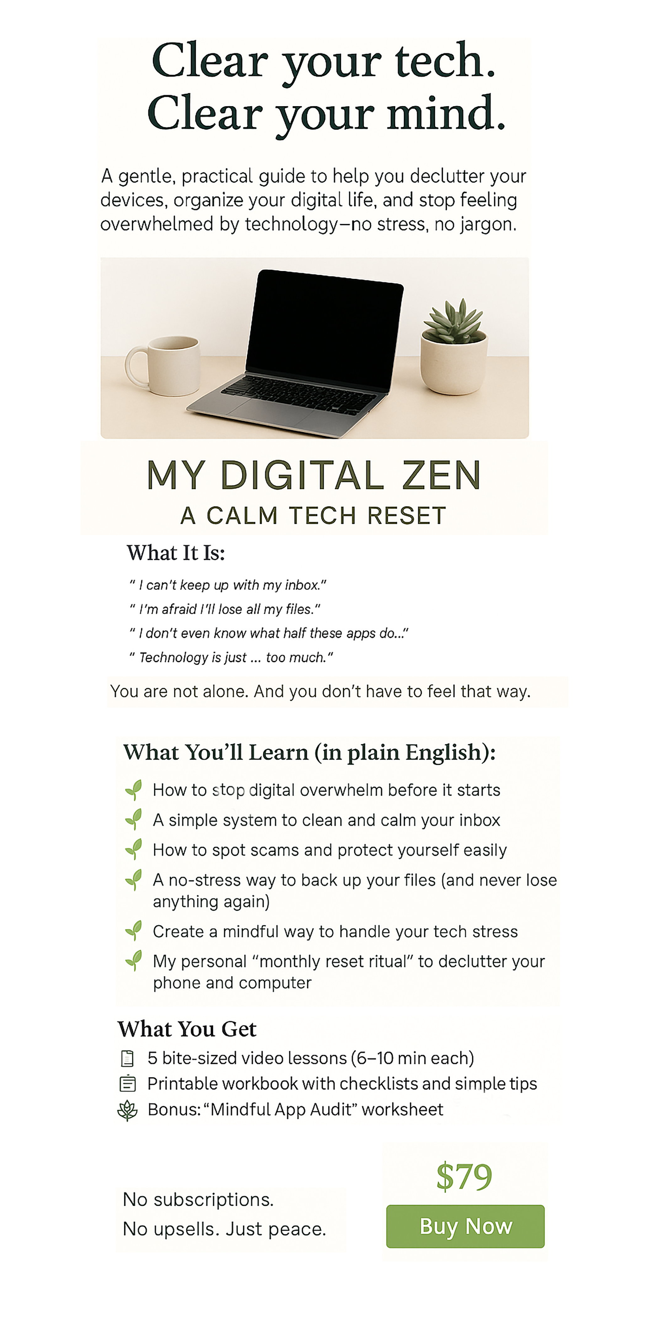 A gentle, practical guide to help you declutter your devices, organize your digital life, and stop feeling overwhelmed by technology—no stress, no jargon.